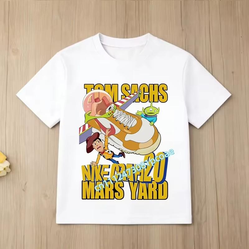 Cotton short-sleeved children's toy cartoon print boys'sports shirt for ages 1-12, casual top summer T-shirt with cartoon design