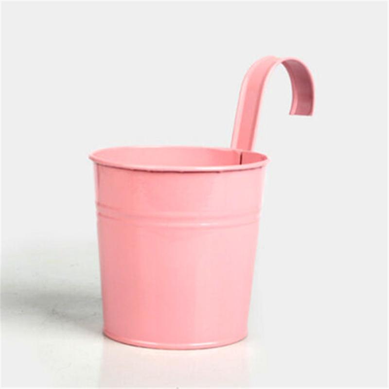 10 Colors Metal Iron Flower Wall Hanging Flower Plants Pot Hook Bucket Tin Garden Planter Pots Balcony Hanging Succulent Basket