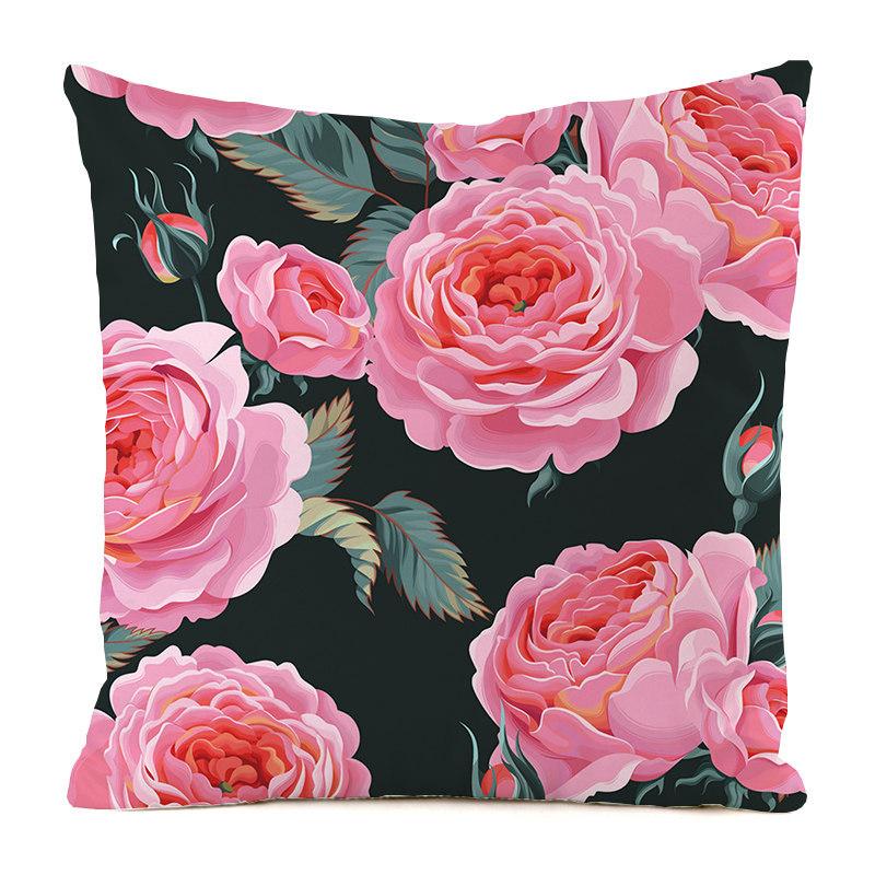 Nordic tropical style flowers Digital printing short plush pillow covers for car sofa office cushion cover home goods