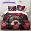 Pitbull and roses Pattern Bedding Home Decoration Birthday Gift (1 * duvet cover + 2 * pillowcase, without core)