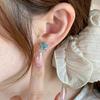 Inspiration Water Lake Blue Full Diamond Starfish Compact Earrings Small Fresh Exquisite Earings Stud Suitable for Daily Jewelry