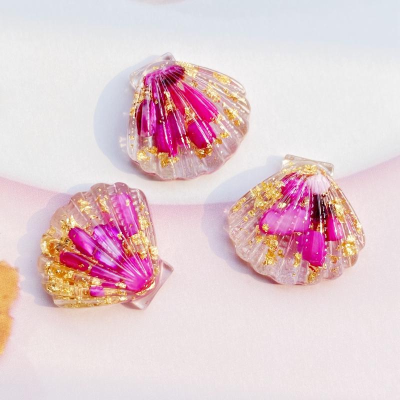 10pcs Kawaii Resin Mixed Transparent Colored Stone Shells Flat Back Cabochon Crafts Clothing DIY Scrapbooking Accessories G80