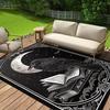 Gothic Raven and Moon Design Area Rug  Polyester Non-Slip Mat | Black & White Celestial Motifs | Ideal for Living Room, Be