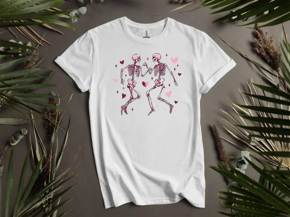 

Dancing Skeletons Love Valentine Skeleton T Hoodie Tshirt Men Women Unisex AD262 M