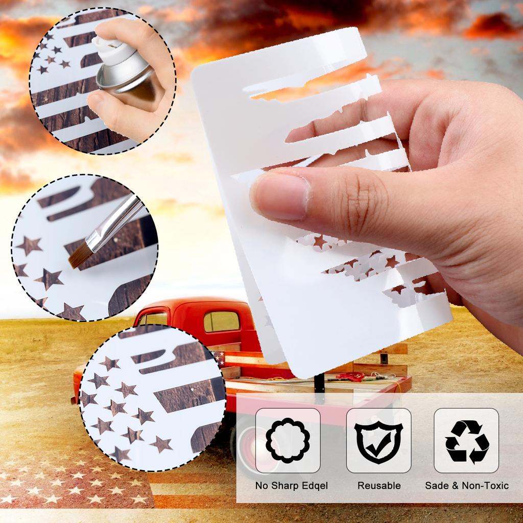 9 Pcs American Flag Stencils We The People Stencil Don'T Tread On Me Stencils