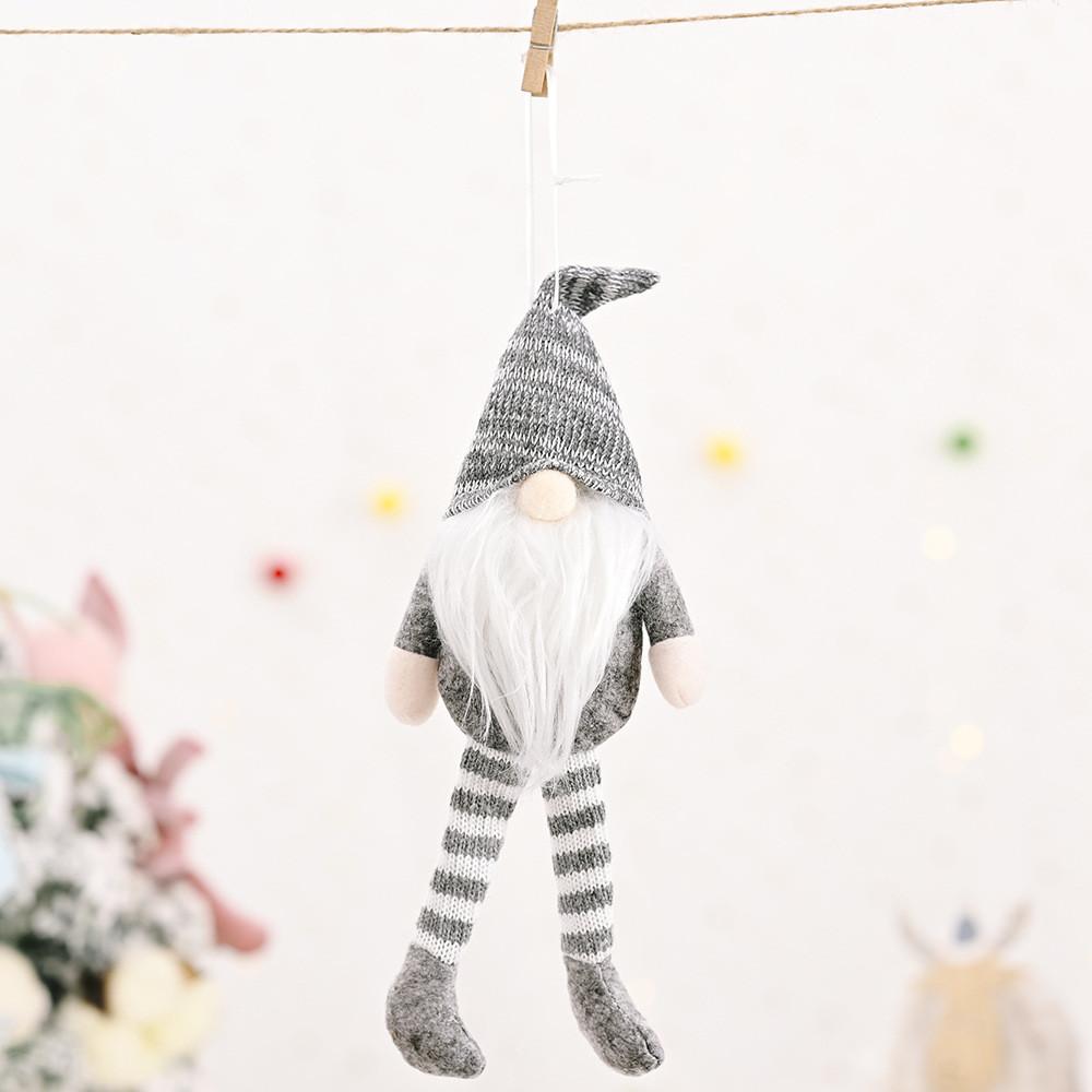 Plush Striped Festive Forest Old Man Hanging Leg Decoration For Holiday Cheer