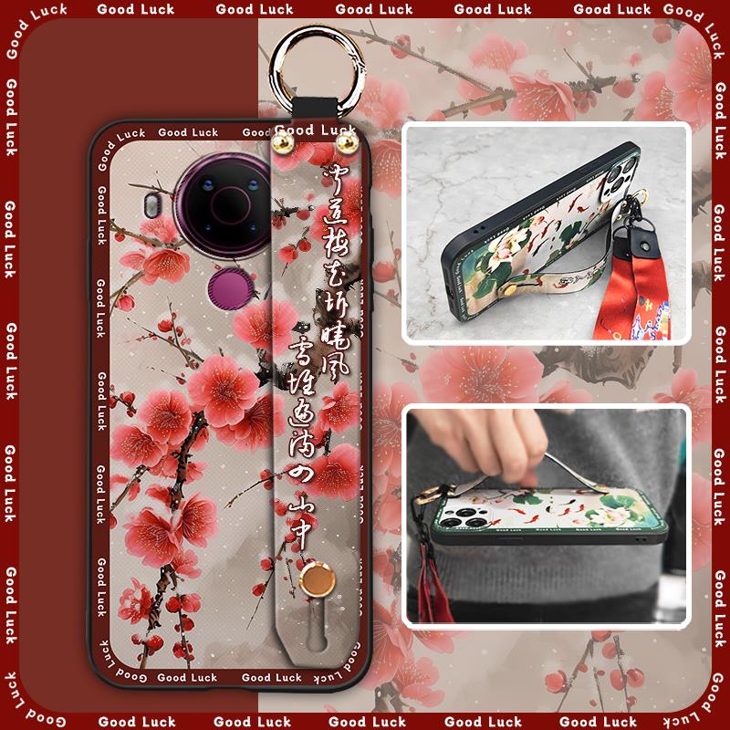 Schmutzabweisende Strapazierfähige Handyhülle Für Nokia 5.4 Für Mama Chinesischer Stil Mode Silikon Staubdicht Umhängeband Ältere Dame