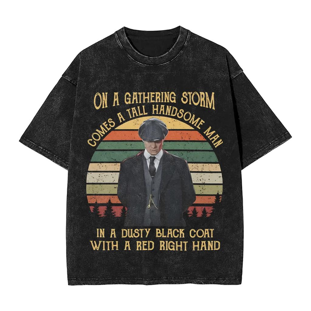 Peaky Blinders GARRISON TAVERN Acid Wash T-shirts Men Women Summer Cotton Clothing Round Neck Short Sleeved Tee