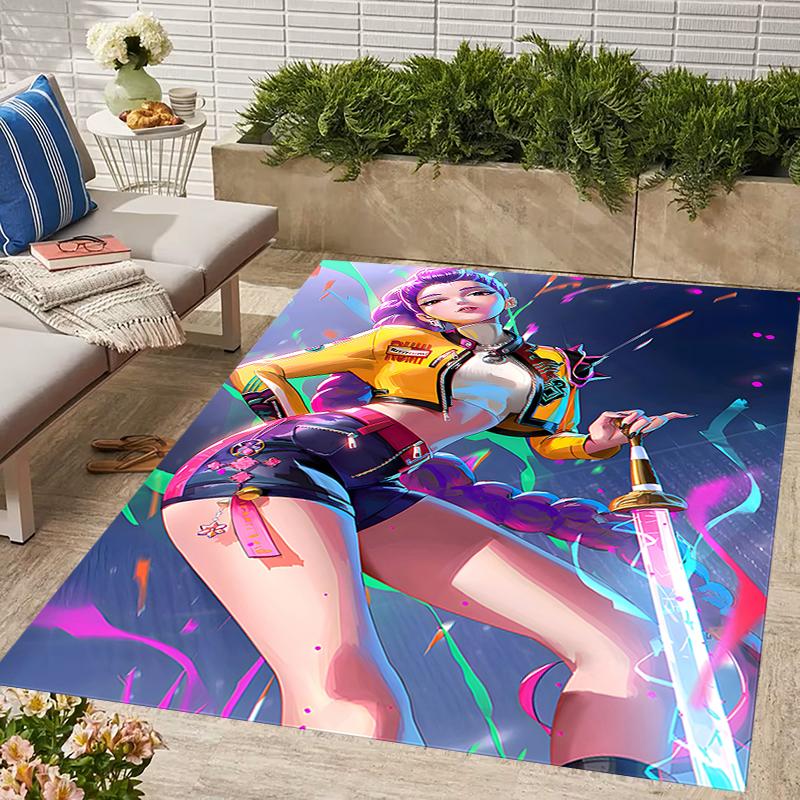 1pc KPop Demon Hunters RUMI1 Design Area Rug - Non-Slip, Soft & Cozy Floor Mat for Living Room, Bedroom, Office - Indoor/Outdoor Decorative Carpet