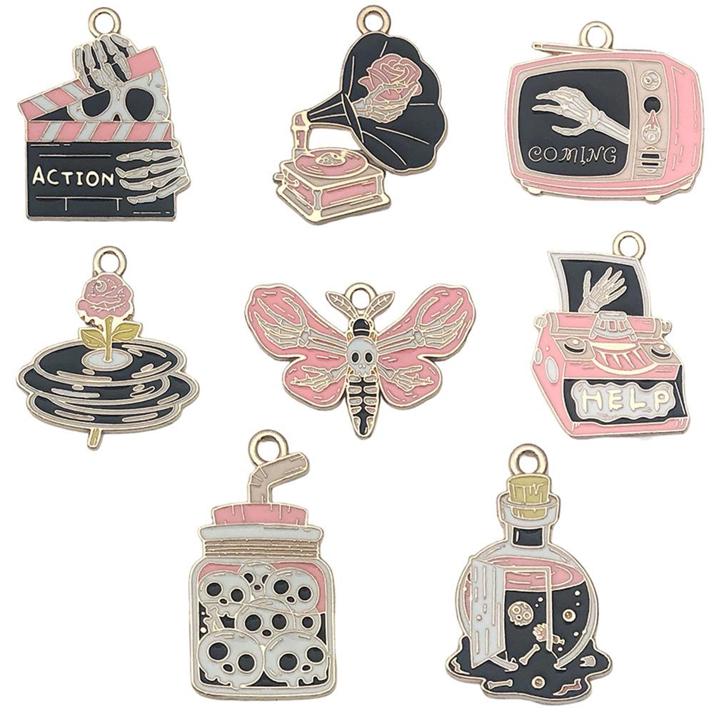 Creative Halloween Accessories DIY Bracelet Necklace Keychain Earrings Pendant Skeleton Ghost Halloween Funny Pendant