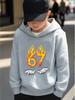 Spring And Autumn Printed Flame 67 Pattern Hooded Sweatshirt For Children, Casual Everyday Must-Have For Kids, Ideal Gift Choice