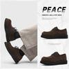 Business casual round head casual leather shoes men's lace-up heightened platform men's shoes low-top retro