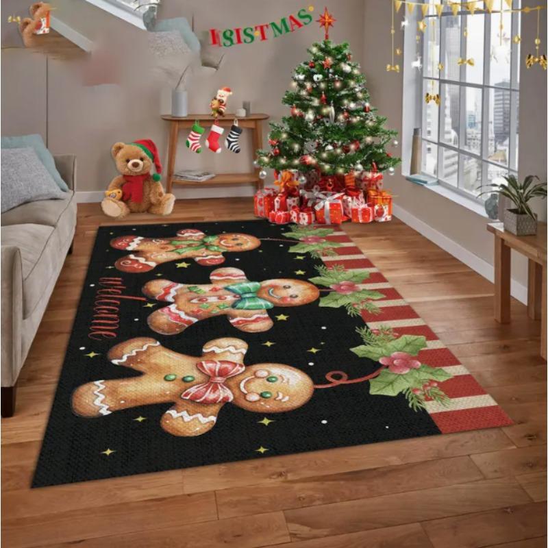 Gingerbread Man Carpet Christmas Tree Christmas Floor Mat Terrace Living Room Bedroom Balcony Camping Outdoor Carpet Decoration