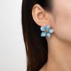 1 pair of colorful drip oil alloy earrings, elegant flower earrings for women