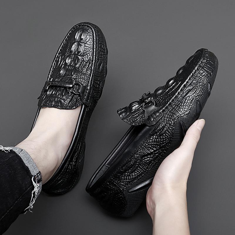 Fashion Leather Men Shoes Luxury Trendy 2024 Casual Slip On Formal Loafers Men Moccasins Italian Black Male Driving Shoes Sneakers