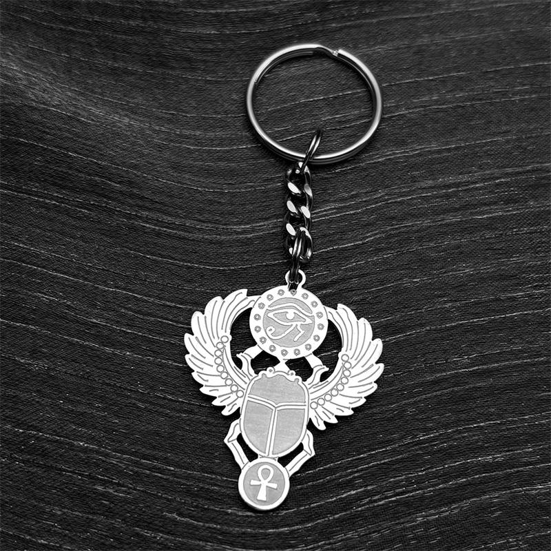 Ägyptischer Skarabäus Auge des Ra Horus Halskette Edelstahl Gold Ankh Schlüssel des Lebens Schmuck Halsband Elegantes Geschenk N2336S01