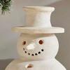 Terracotta Snowman Decor Handcrafted Resin Snowman Figurines Christmas Holiday Rustic Winter Tabletop Decor
