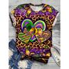 Full Print Women Mardi Gras Mask Pattern T Shirt Casual Short Sleeve Crew Neck Tees Shirt New In Party Tshirts Women's Clothing