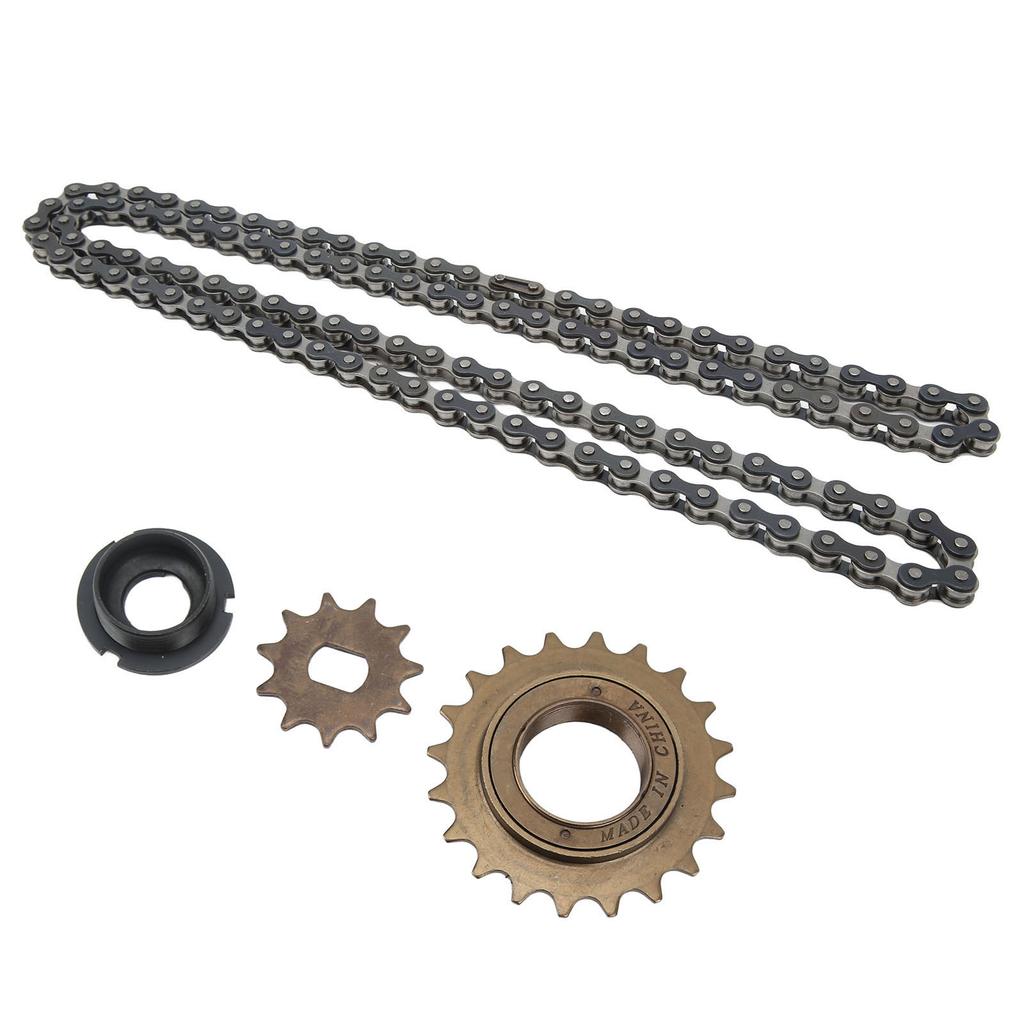 Electric Bike Sprocket Set Gold 11 Teeth Sprocket 114 Links Chain 20 Teeth Free Wheel with Connector for Modification