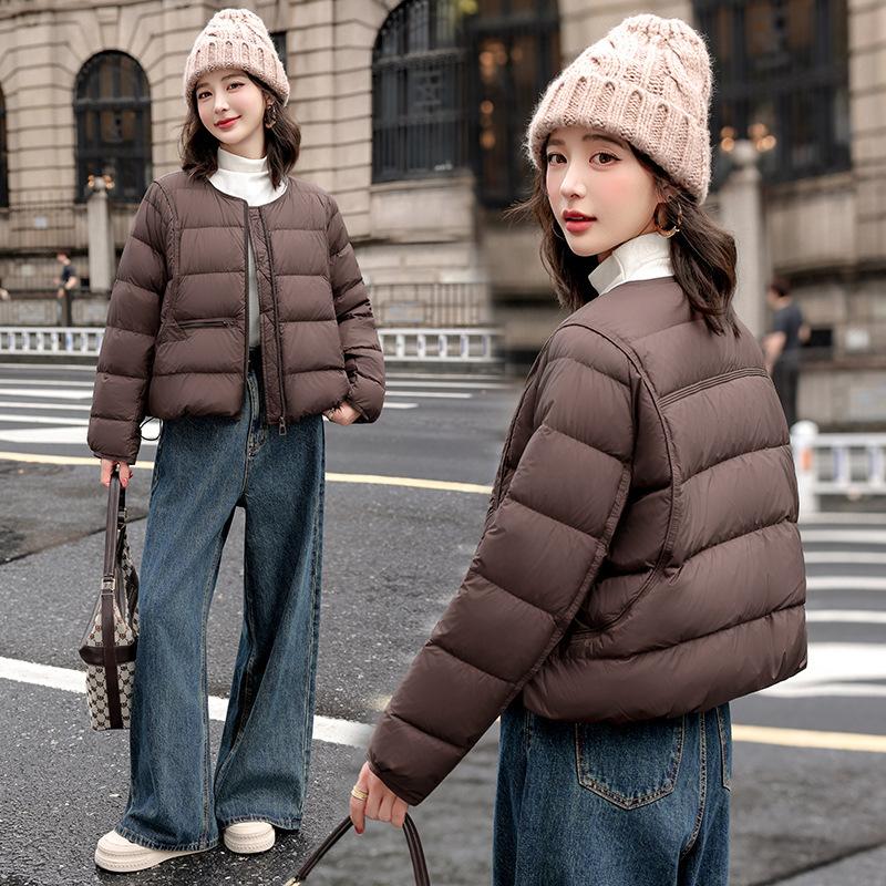 Short round neck fashionable simple down cotton cotton jacket winter coat new warm small loose coat