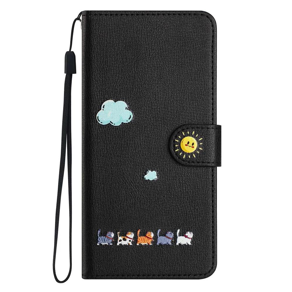 Book-style Flip Cover with Cartoon Animal Print Case For iPhone 16E 16 15 Plus 14 13 12 mini 11 Pro Max 10 XS X XR Stand Cover