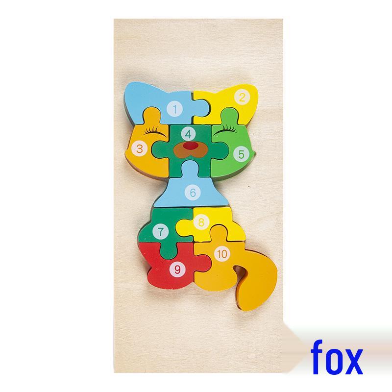 Wooden 3D Cartoon Number Puzzle Board for Kindergarten Kids – Educational Toy