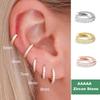2/6 Peças Brincos de Argola Minimalistas em Aço Inoxidável 316L Zircônia Cristal Pequeno Piercing de Cartilagem Hélice Tragus Joias para Mulheres
