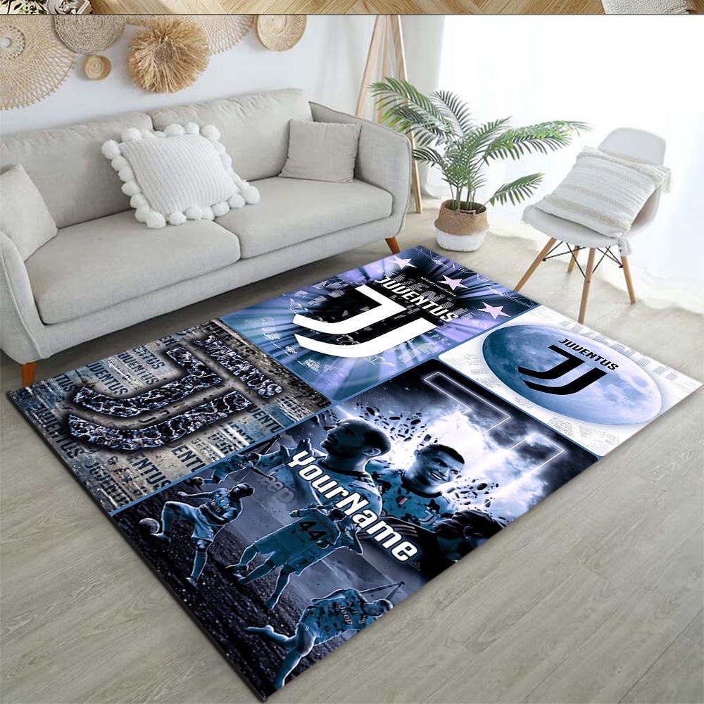 Juventus Customized Name Floor Rug Office Rug Design for Balcony Living Rooms Kitchen Entryway Antislip Carpet Anime Office Decor