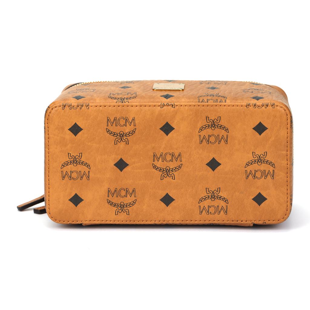 MCM Monogram Classic Leather Makeup Bag Women Handbags Brown MWRAAVI01CO001