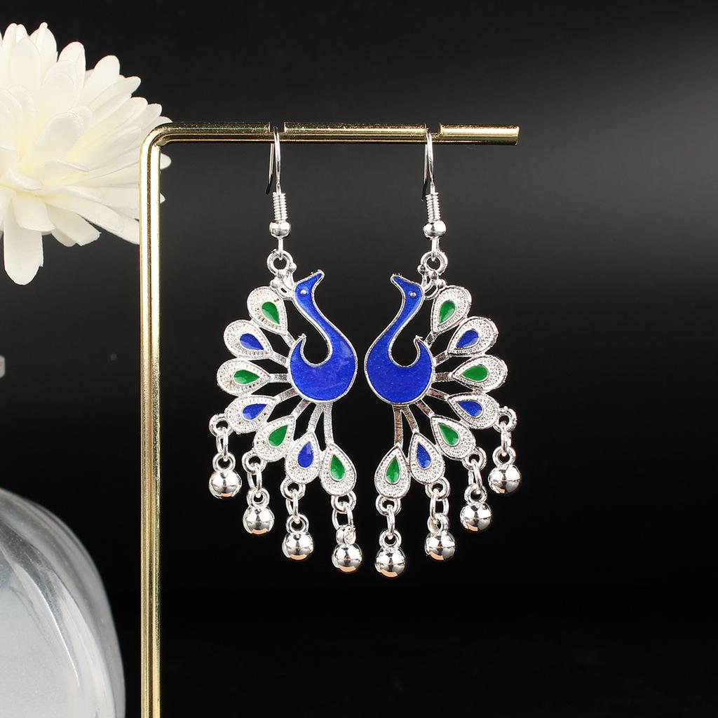 Turquoise Earrings Bohemian Drop Ear Earrings with Tassels, Geometric Alloy, Retro Style, Boastful Ear Accessories