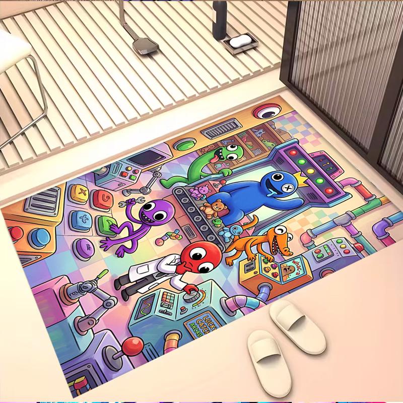 Game Rainbow Friends Print Rug, Washable Floor Carpet, For Entryway Dorm Laundry Room Office Study, Home Decor Birthday Christmas Gift