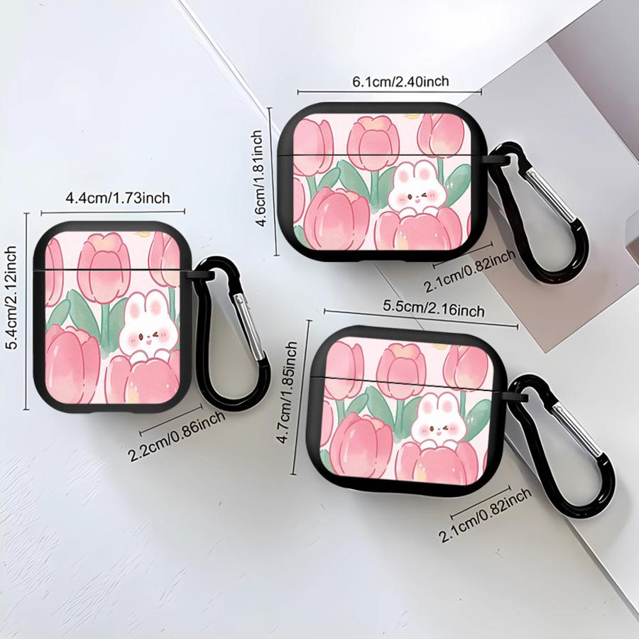 Weiche Kopfhörerhüllen Abdeckung Hülle Für Airpods Pro3 3 Pro 2 4 Pro2 1 Blume Rosa Tulpen Hase