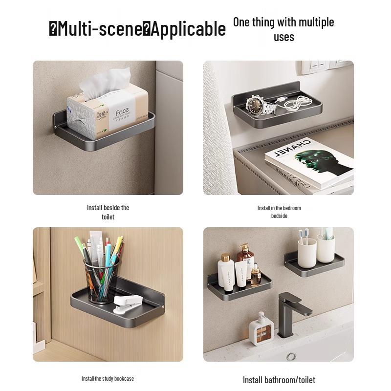 Foldable No-Drill Bathroom & Bedside Phone Holder Tray