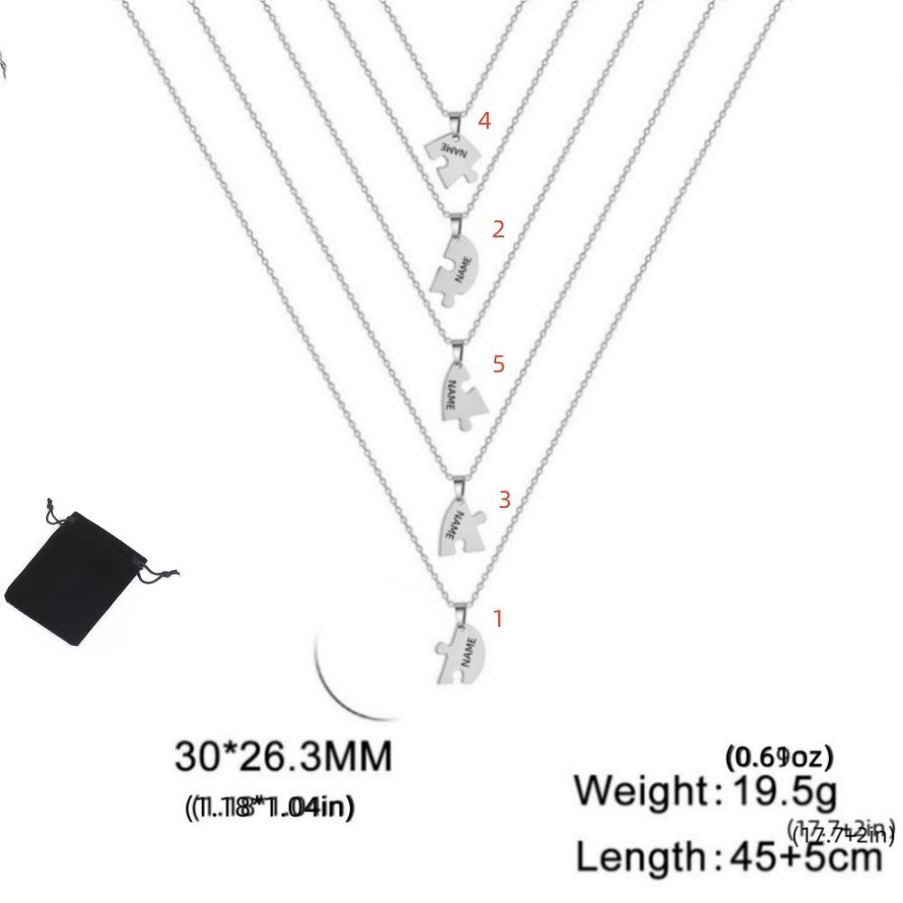 Customized Name Heart shaped Puzzle Necklace Stainless Steel Personalized Love Puzzle Friendship Necklace Family Jewelry Gift