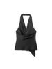Women's Spring 2026 French Style Silk Satin Asymmetrical Halter Neck Sleeveless Top
