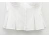 2025 Women's European & American Style Fashion Pleated Poplin Spaghetti Strap Short Top
