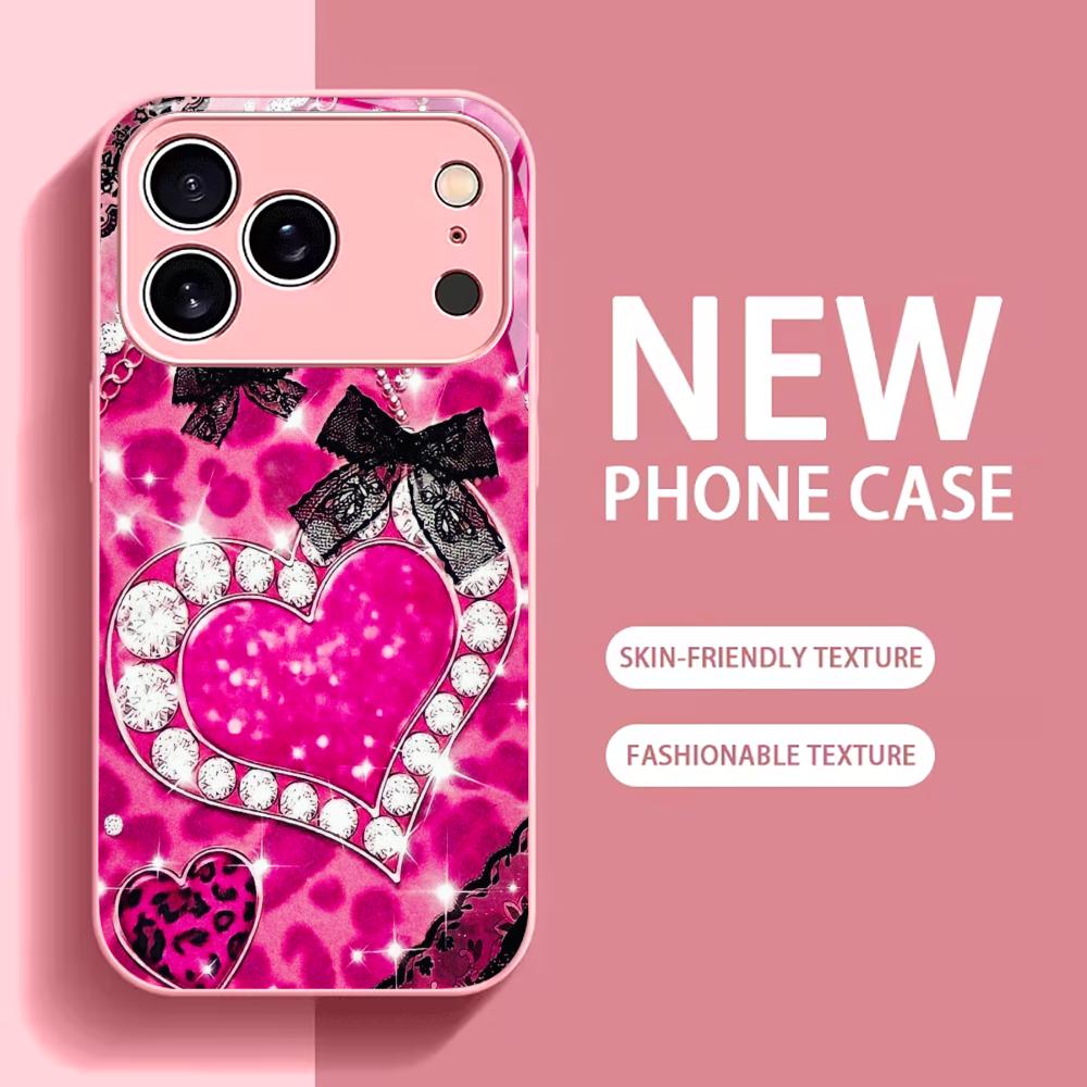 Diamond Love Madam Protect PhoneCase Glass PhoneCase for iPhone 17 16 15 14 13 12 11pm Pro Plus Dropresistant Cellphone Female