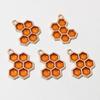 10pcs Enamel Flower Bee Honey Honeycomb Charms Pendant Alloy Metal for Necklace Earrings Bracelet DIY Jewelry Making Accessories