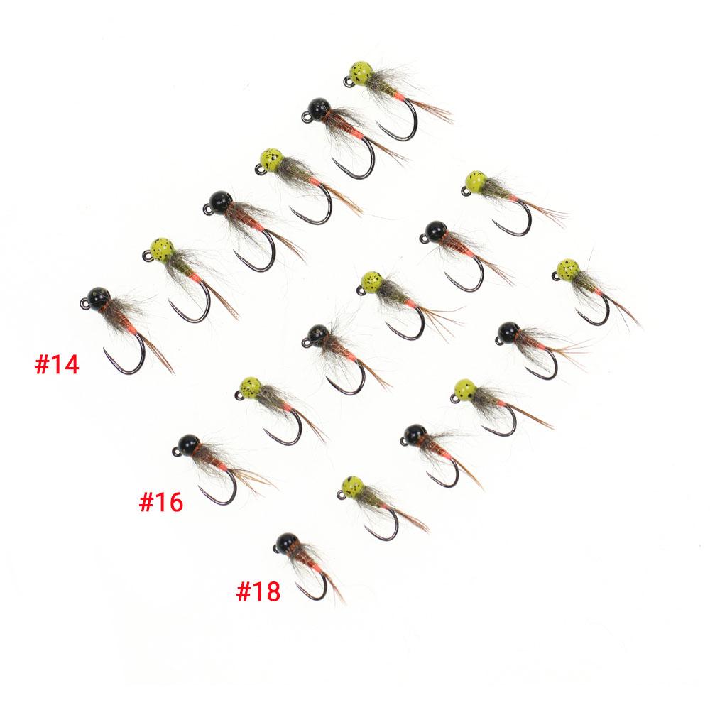 6PCS Jig Tungsten Bead Head Nymph Euro Nymph Fast Sinking Barbless Hook Fly Fishing For Trout Grayling Panfish Insect Baits Lure