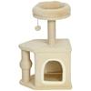Cat Tree 66 cm Height Cat Tower with Bed Cave Platform Hanging Ball and Jute Post Beige