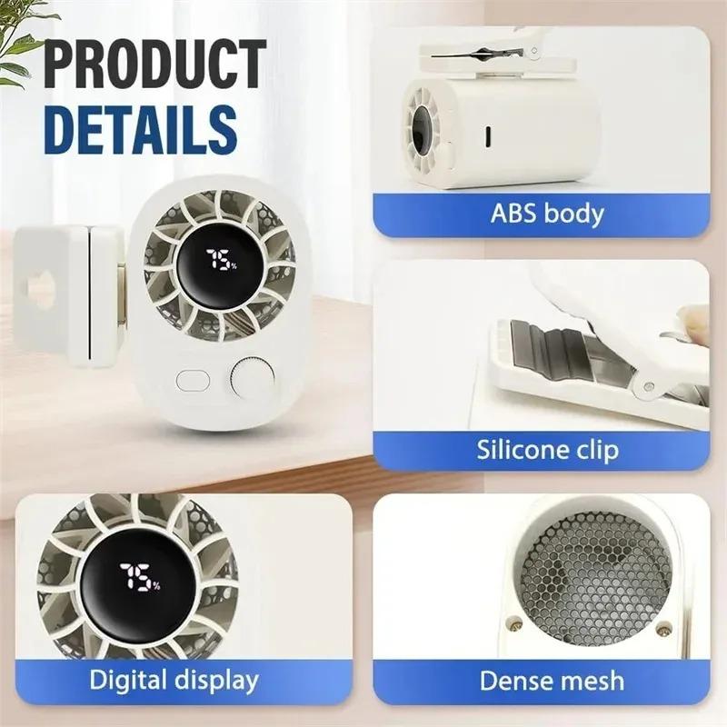 Car Clip On Fan with LED Display 100 Speed Adjustable Portable USB Rechargeable 1800mAh Battery Personal Cooling Mini Fans 2026