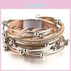 Armband Damen Mehrschichtig Modisch Leder Diamant Magnetverschluss Armband