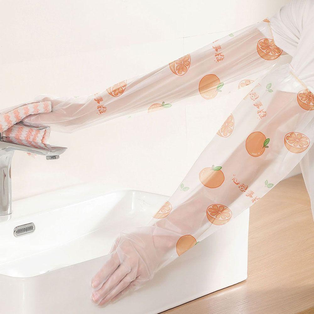 10PCS Print Disposable Gloves Extra Long Extended Housework Gloves  for Restaurant