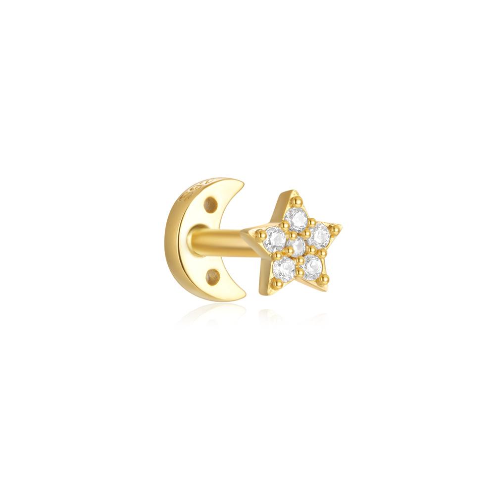 

1PC 925 Sterling Silver Crown Horse Eye Zircon Heart Flat Head Cartilage Piercing Stud Earring For Women Claasic Earring
