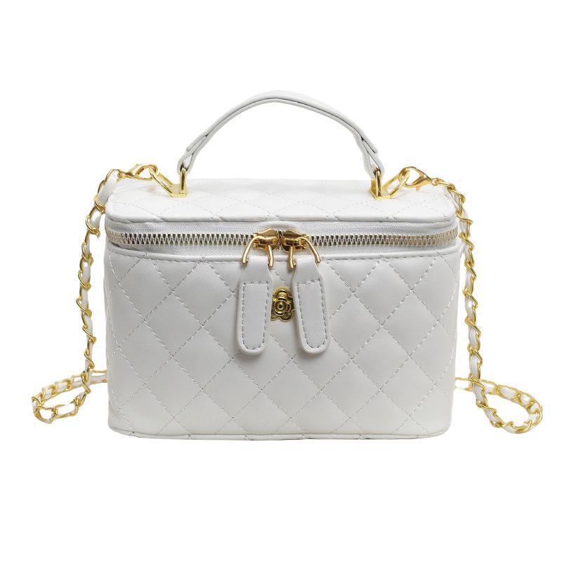 

Сумка через плечо Inspired Textured Bag - High-End Fashion 2024 Crossbody с цепочкой с бриллиантами покинуть белый