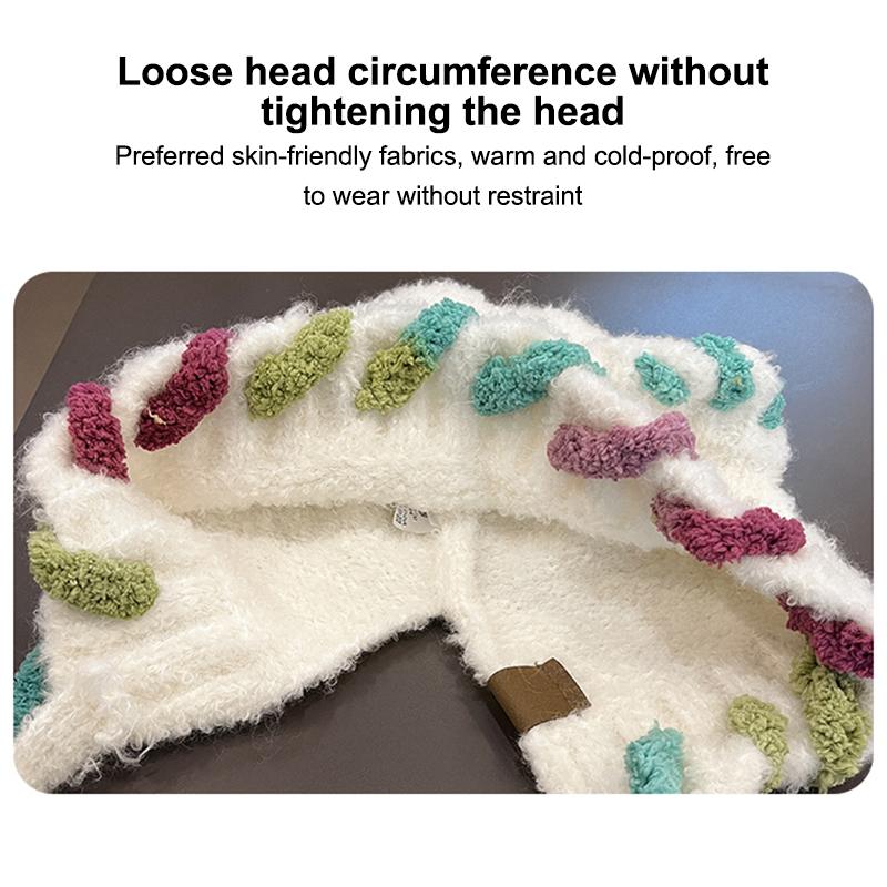 Dopamine Cat Ears Plush Bomber Hat Women Autumn Winter Cycling Cold And Warm Face Small Bag Head Ear Protection Knitted Hat