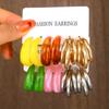 12pcs Bohemian Colorful Resin Earring Set For Women Vintage Water Drop Hoop Earrings Daily Wear Dating Party Jewelry Gifts 2025