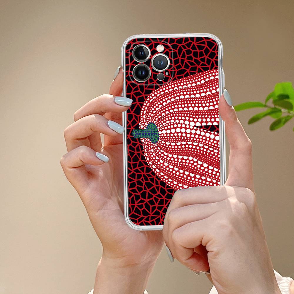 

Yayoi Kusama Pumpkin Flower Art Phone Case For IPhone 17 16 15 Plus 14 13 Mini 12 11 Pro Max Soft Shell Cover iPhone 16 plus