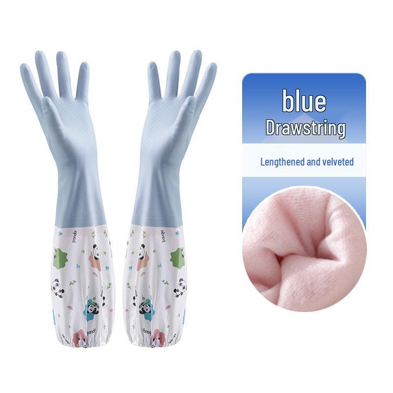 Durable Winter Velvet Rubber Gloves for Home Cleaning: Thick, Waterproof, Ideal for Kitchen, Laundry, and Pot Scrubbing