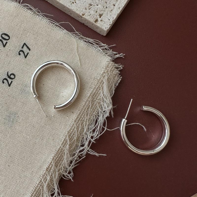925 Sterling Silver Vintage Earrings For Women Trendy Simple Round Shape Earring Jewelry Prevent Allergy Party Accessories